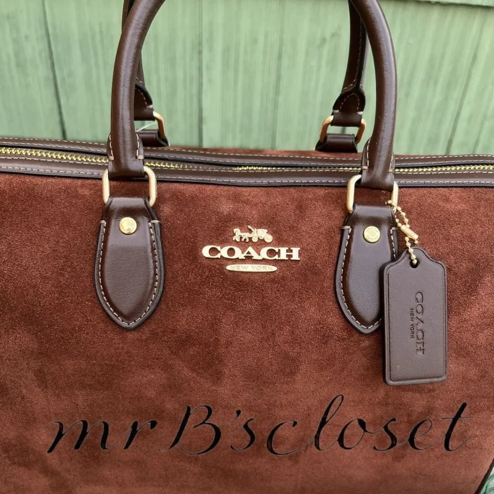 Authentic Coach Rowan Large Satchel Bag In Suede Purse